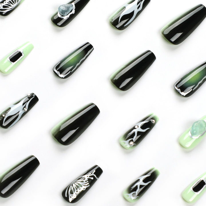 Artful Nail Extensions with Unique Glitter Accents Kalsten