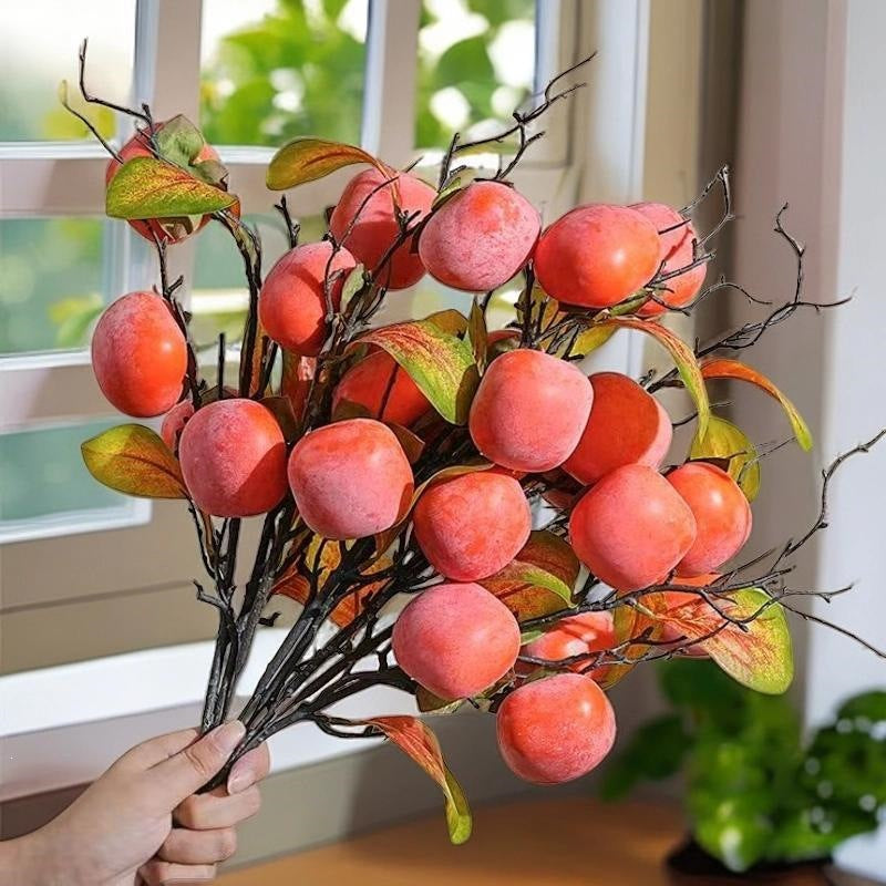 Realistic Decorative Faux Persimmon Branch