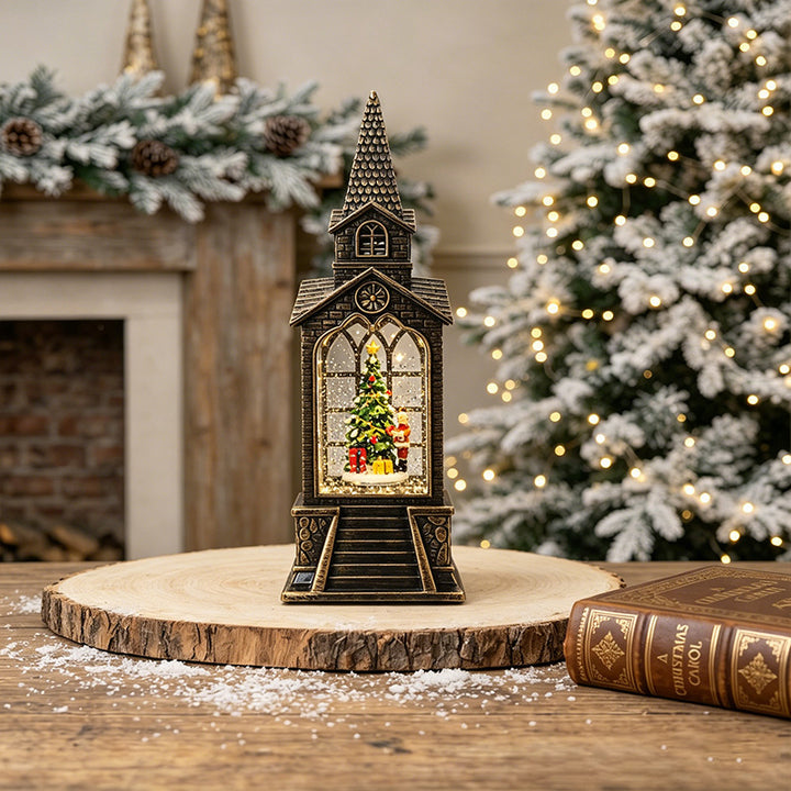 Nostalgic Christmas lantern with illuminated snowman scene Kalsten