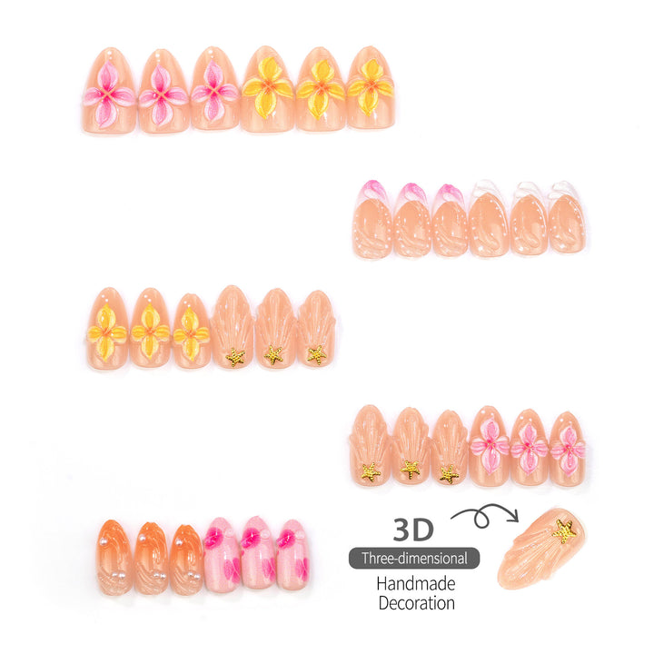 Floral-Inspired 3D Press-On Nail Set