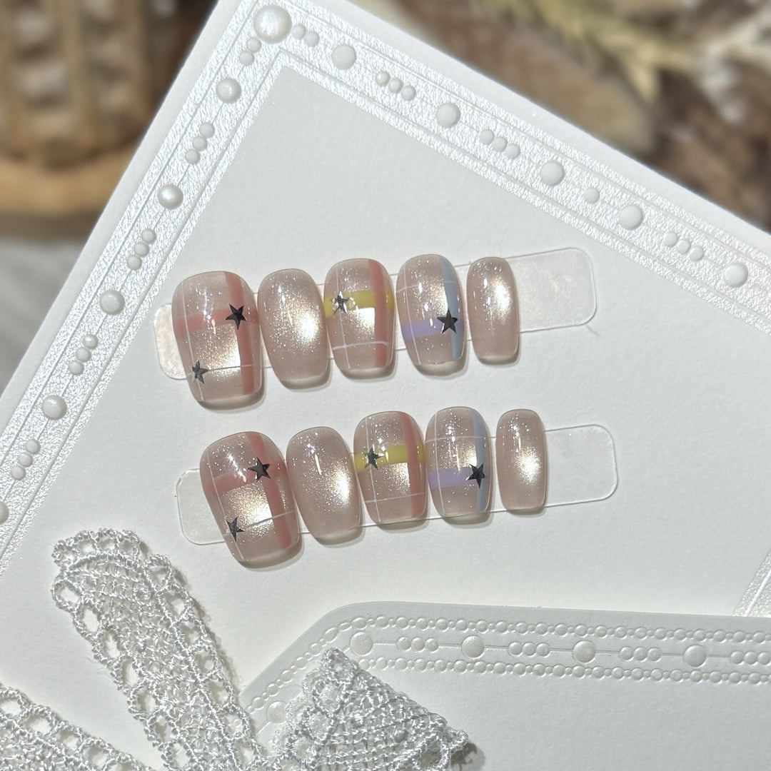 Decorative Star Pattern Press-On Nails Kalsten