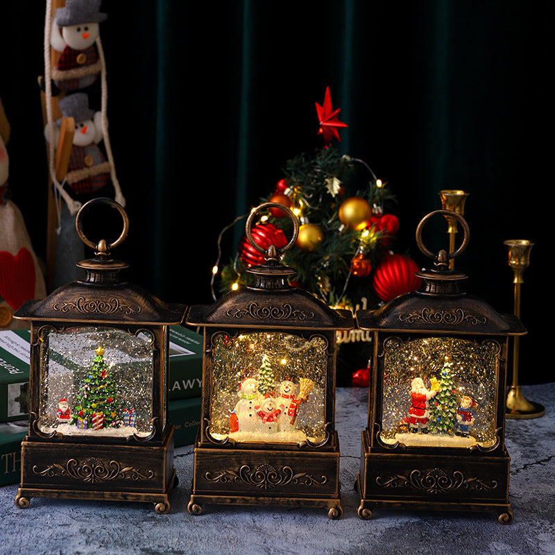 Glittering Christmas lantern with snow scenes Kalsten
