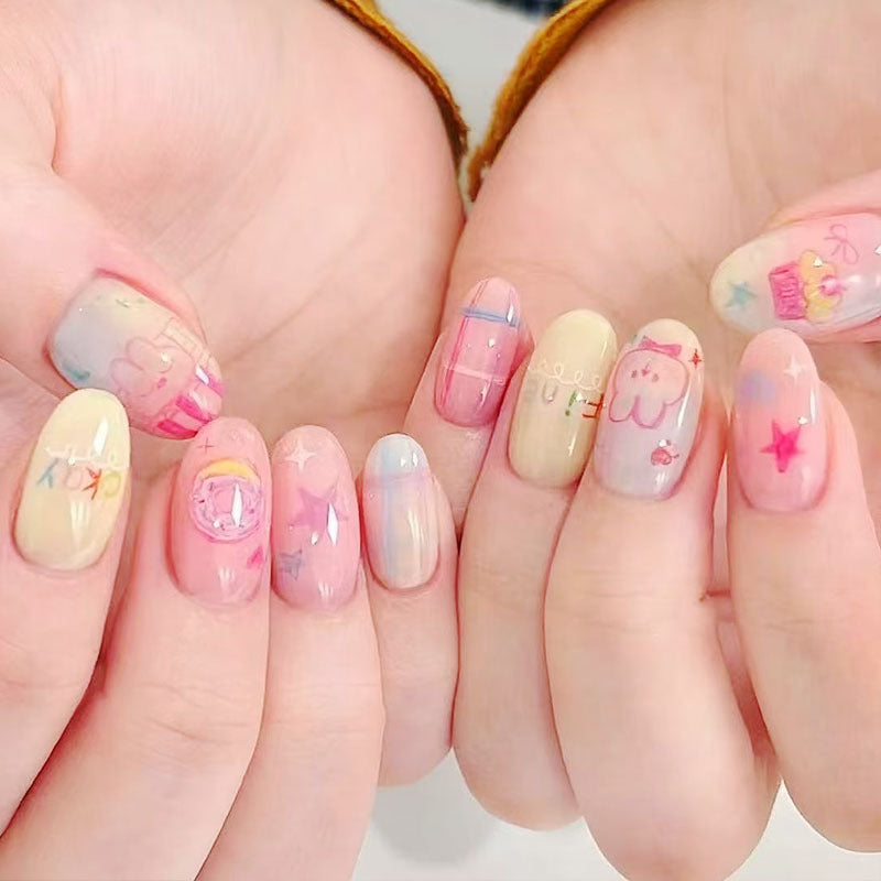 Whimsical Bunny-Themed Press-On Nail Art Set Kalsten