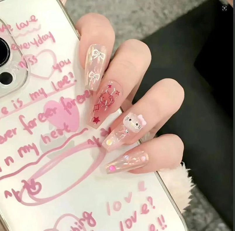 Artistic nail set with 3D flower and bow details Kalsten