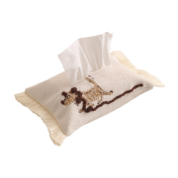 Romantic fabric tissue box cover with ruffles and floral print Kalsten