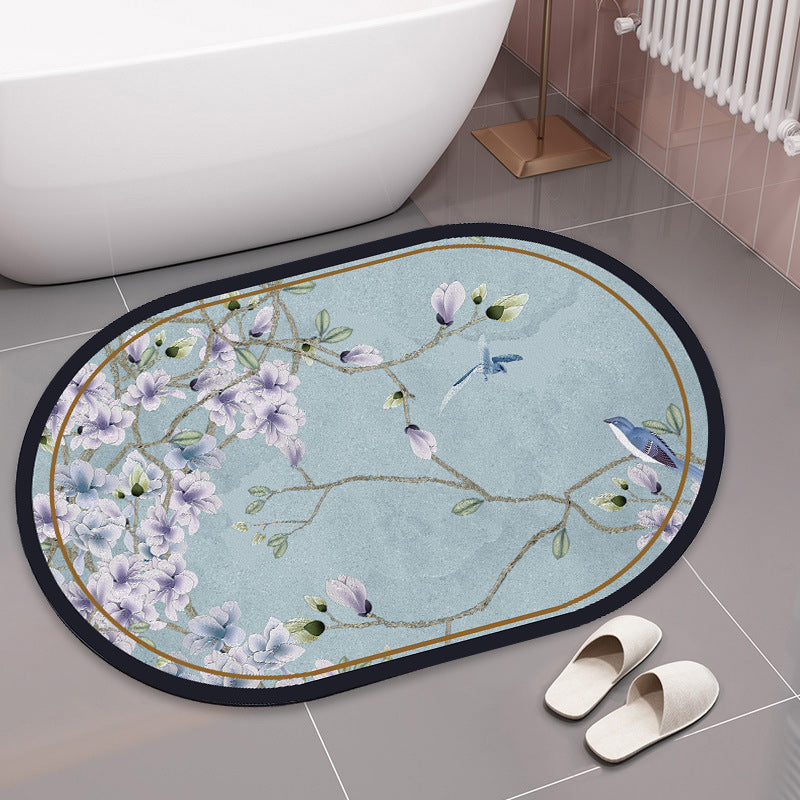 Elegant Floral Print Bath Mat Kalsten