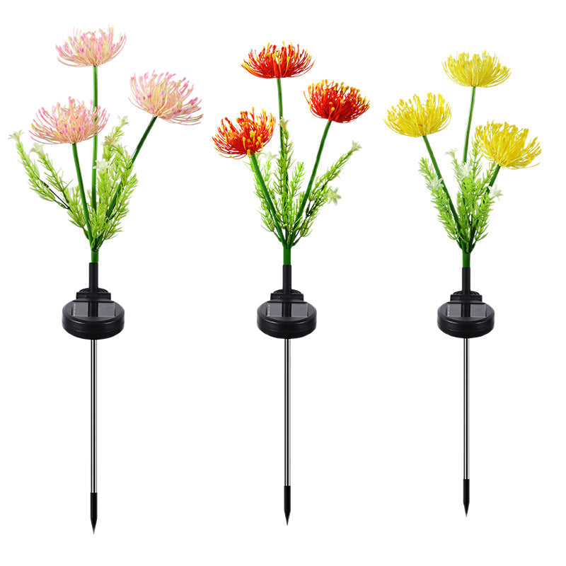 Solar LED Chrysanthemum Garden Stake Lights With Integrated Photovoltaic Panel Flexible Stem And Dusk-To-Dawn Sensor Kalsten