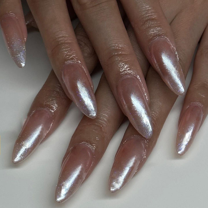 Artistic stiletto nails with glitter gradient and elegant design Kalsten