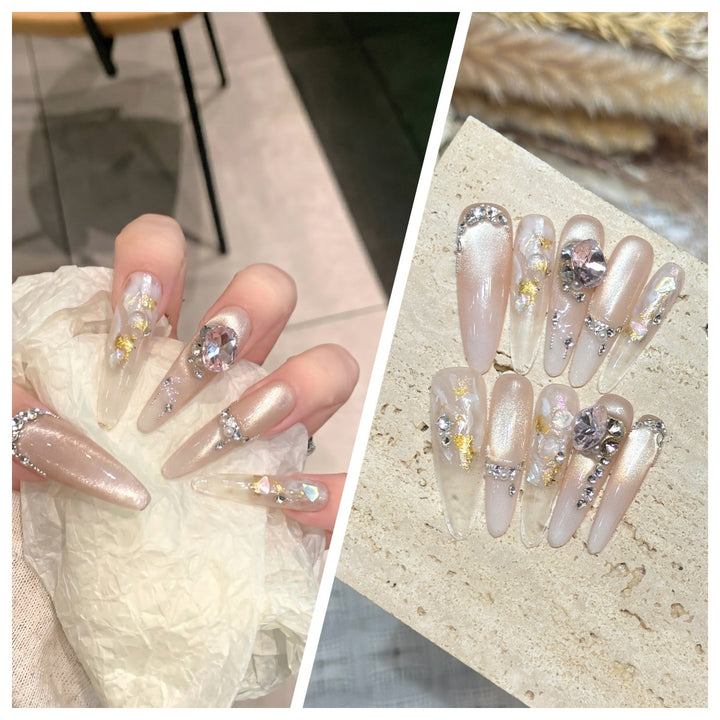 Artistic Stiletto Press-On Nail Set with Charming Patterns Kalsten