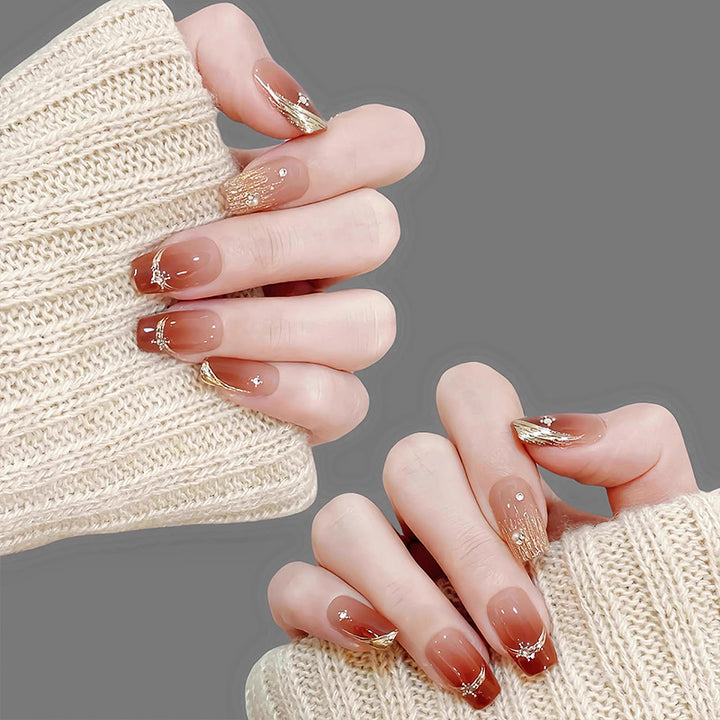 Elegant Glittering Press-On Nail Art Kalsten