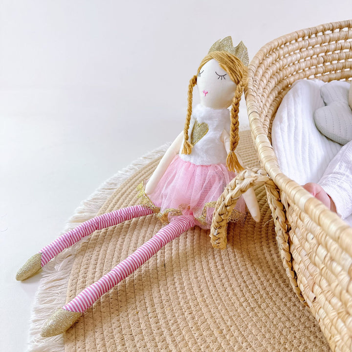 Handcrafted Linen Ballerina Doll with Layered Tulle Skirt