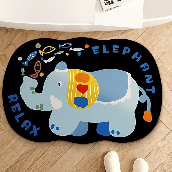 Playful Elephant-Themed Bath Mat