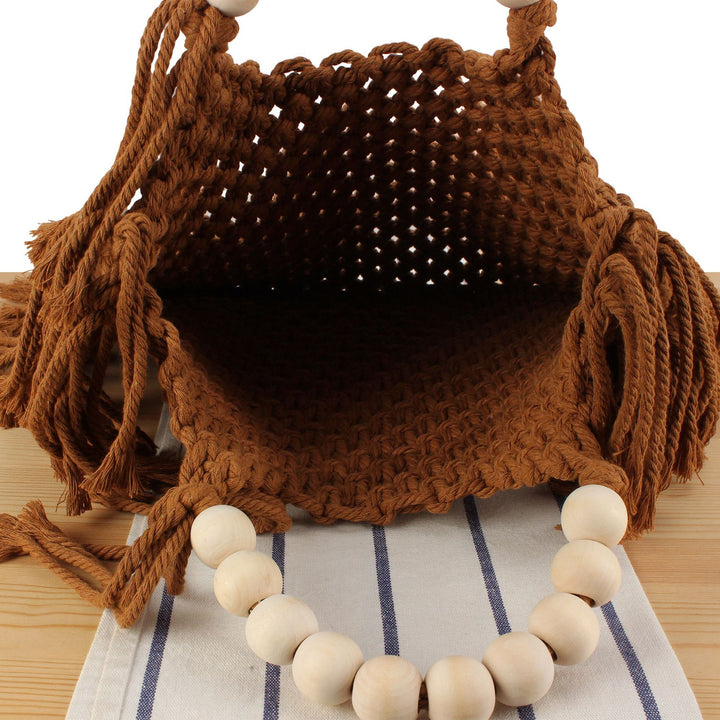 Hand-knotted tote bag with decorative fringes Kalsten