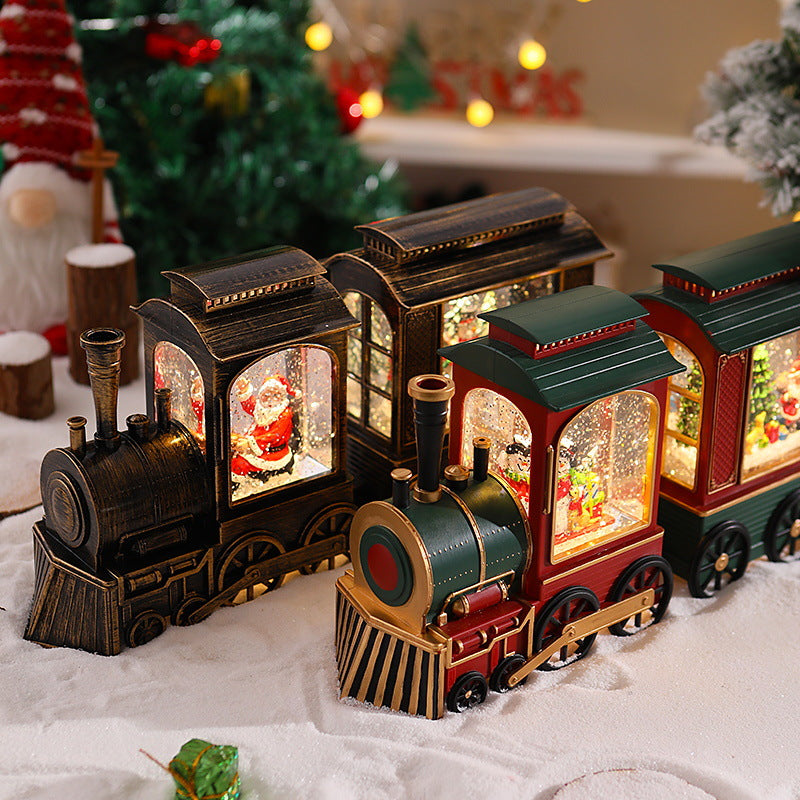 Nostalgic Christmas Train Lantern with Moving Santa Kalsten