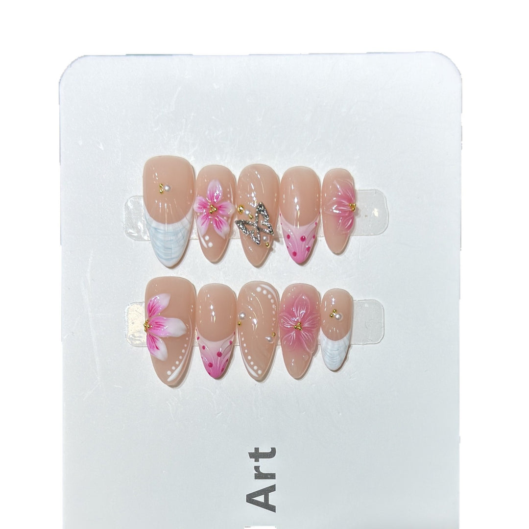 Floral Accent Press-On Nail Art Set Kalsten