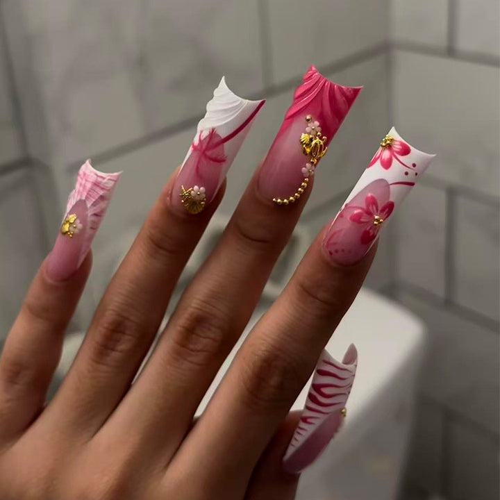 Premium 3D Floral Stiletto Press-On Nails Kalsten