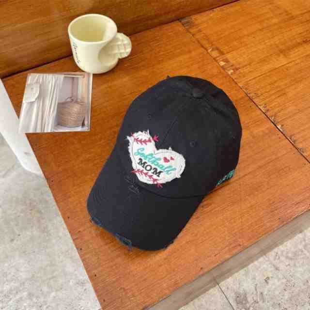 Women's Distressed Heart-Embroidered Baseball Cap Kalsten