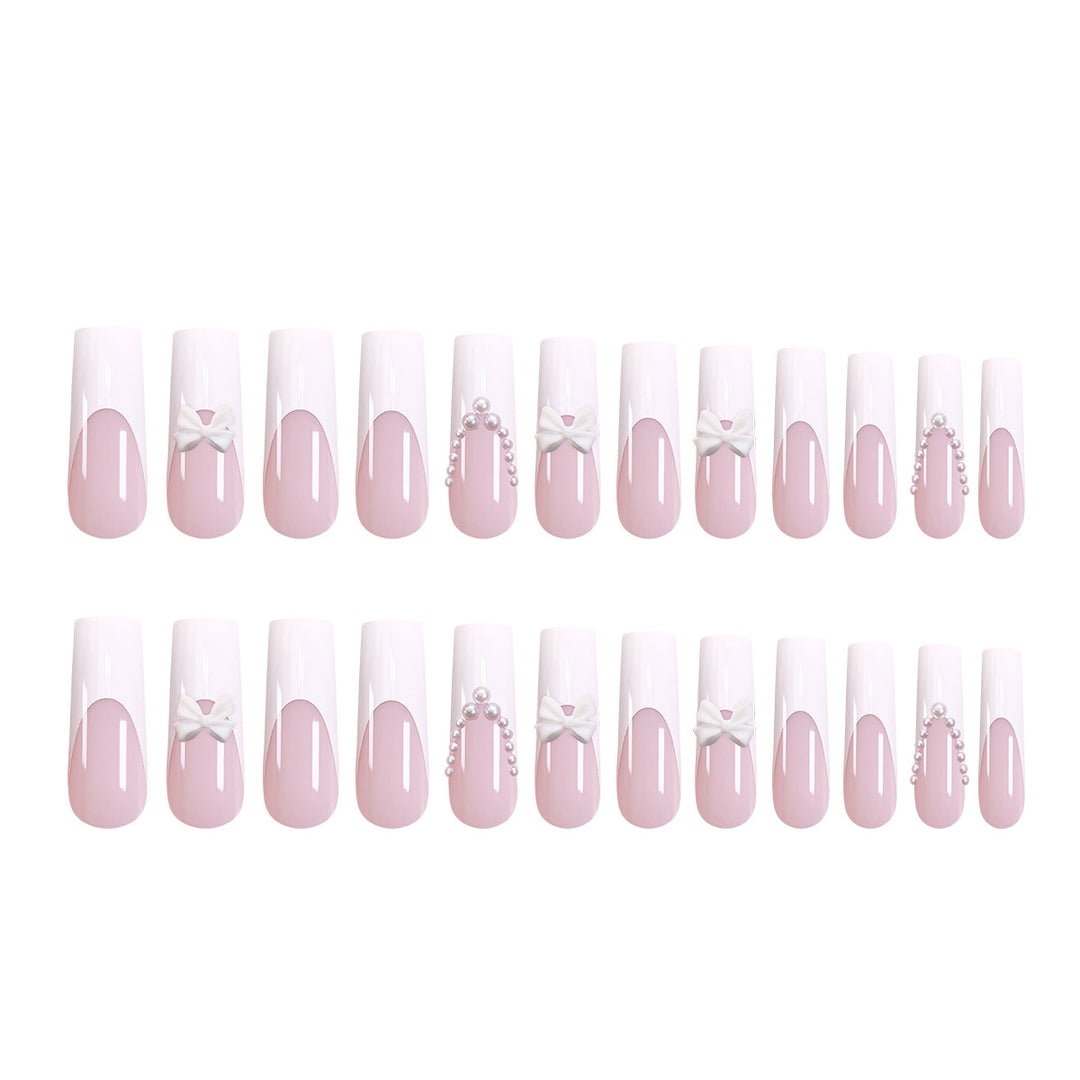 Artistic and elegant acrylic nails with pearl and flower decor Kalsten