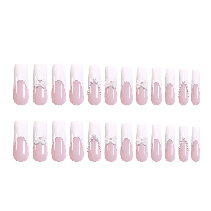 Artistic and elegant acrylic nails with pearl and flower decor Kalsten