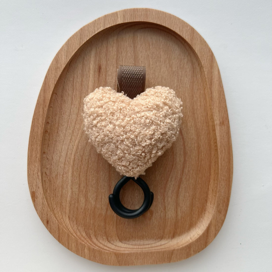 Plush Heart Bag Charm Keyring with Fabric Loop and Rubber O-Ring