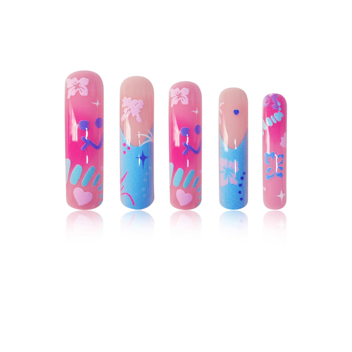 Artistic Press-On Nail Extensions With Floral Designs Kalsten