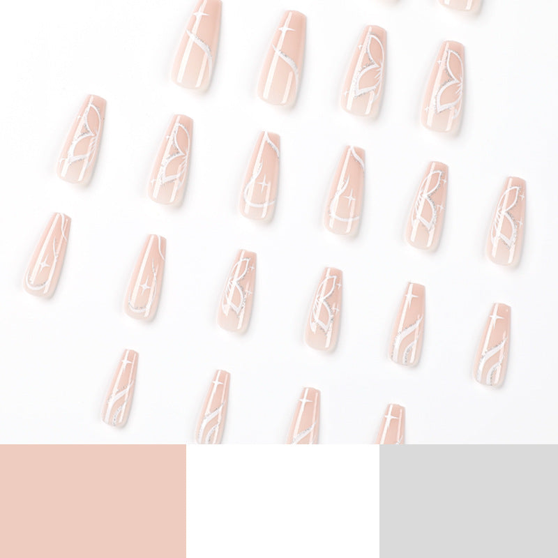 Elegant Nail Extensions with Floral Design Kalsten