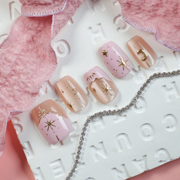 Starry Galaxy Press-On Nail Art Set
