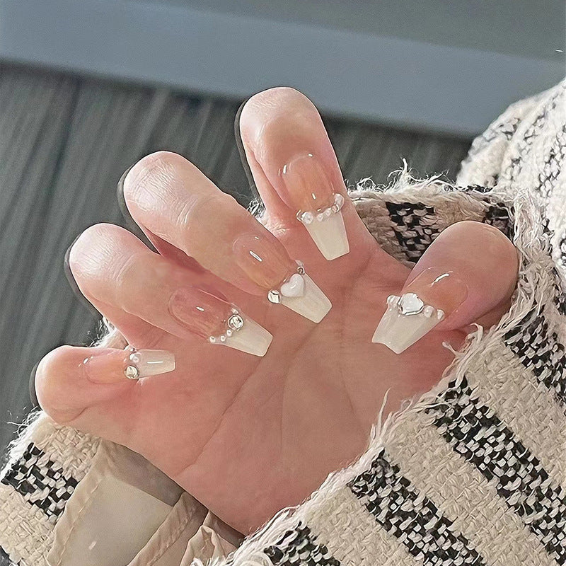 Artificial nail set with elegant flower and glitter decorations Kalsten