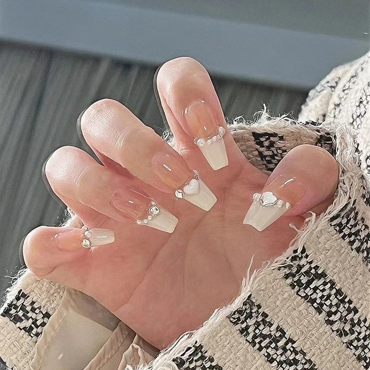 Artificial nail set with elegant flower and glitter decorations Kalsten