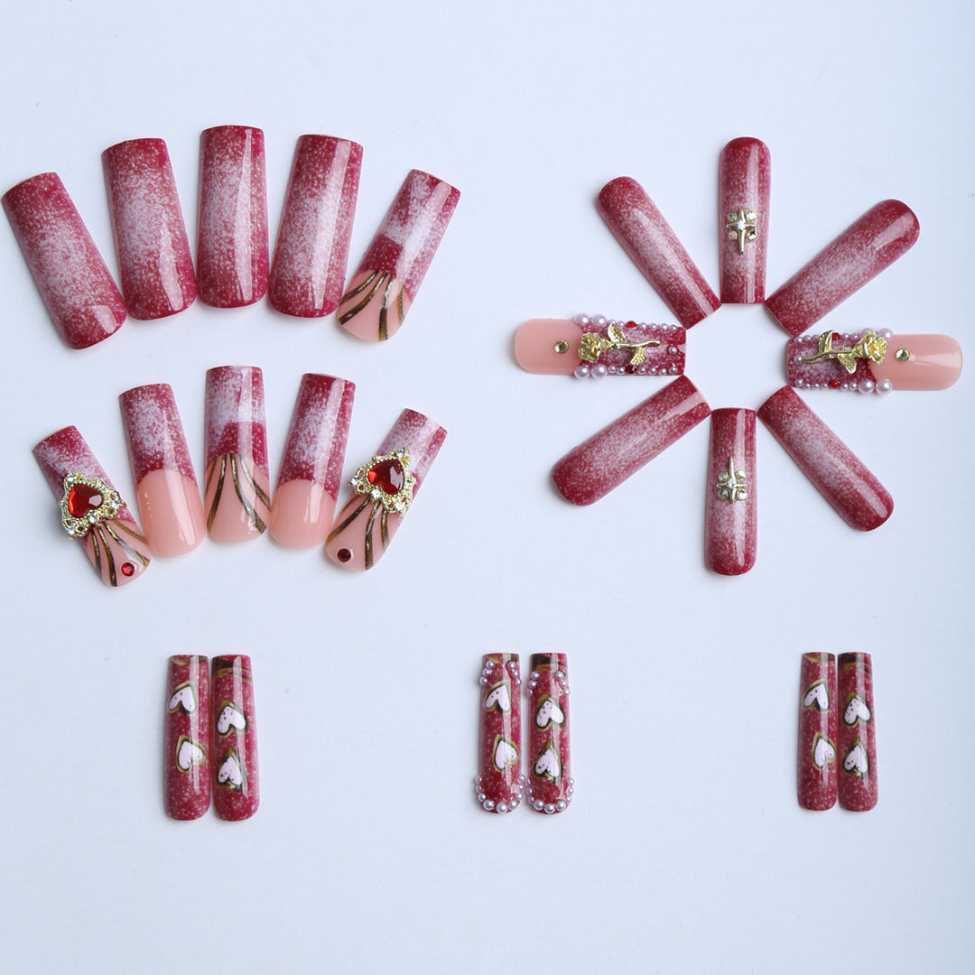 Exquisite artificial nails with glamorous decorations Kalsten