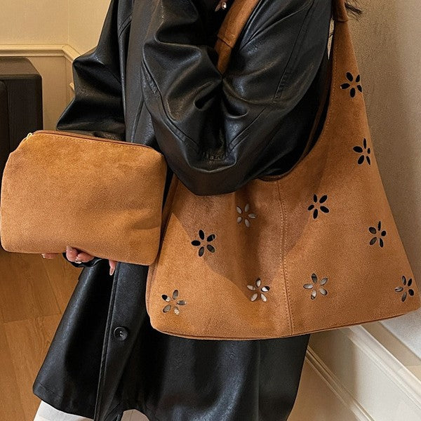 Floral Cut-Out Slouchy Tote Kalsten