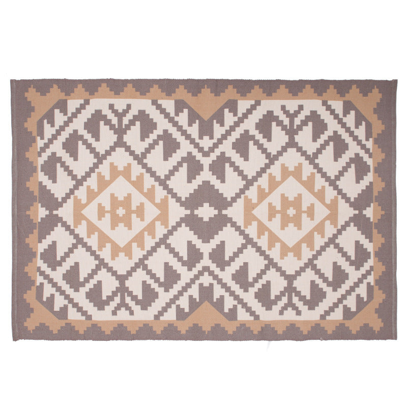 Flat-woven rectangular rug for living and entrance areas with quatrefoil pattern Kalsten