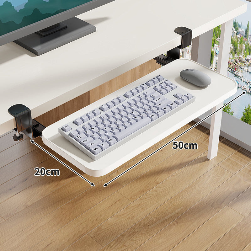 Clamp-Mounted Sliding Ergonomic Woodgrain Keyboard & Mouse Platform