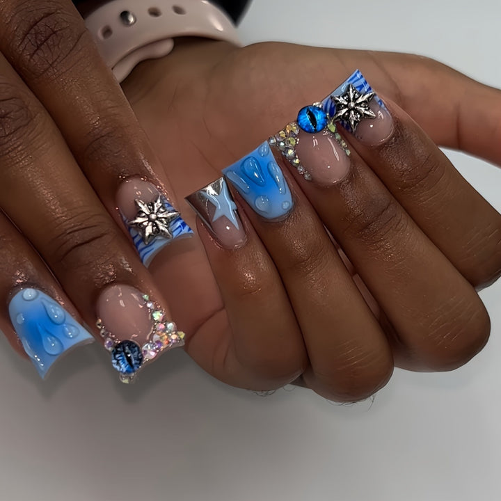 Decorative Press-On Nail Art Set with Gemstone Accents Kalsten