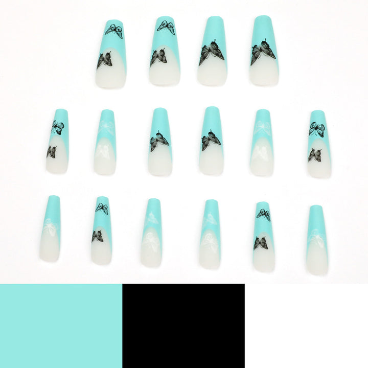 Artificial nail extensions with butterfly design Kalsten