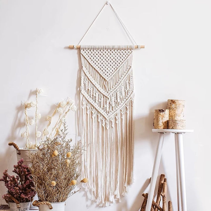 Macrame Wall Tapestry with Detailed Fringe Design Kalsten
