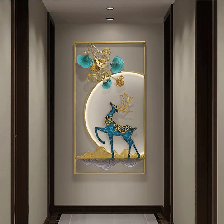 Elegant Metal Deer Wall Art Sculpture Kalsten