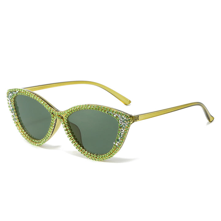 Glamorous Rhinestone-Embellished Cat-Eye Sunglasses Kalsten