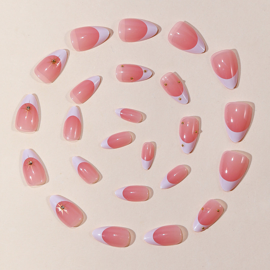 Elegant French Tip Nail Art with Gold Accents Kalsten