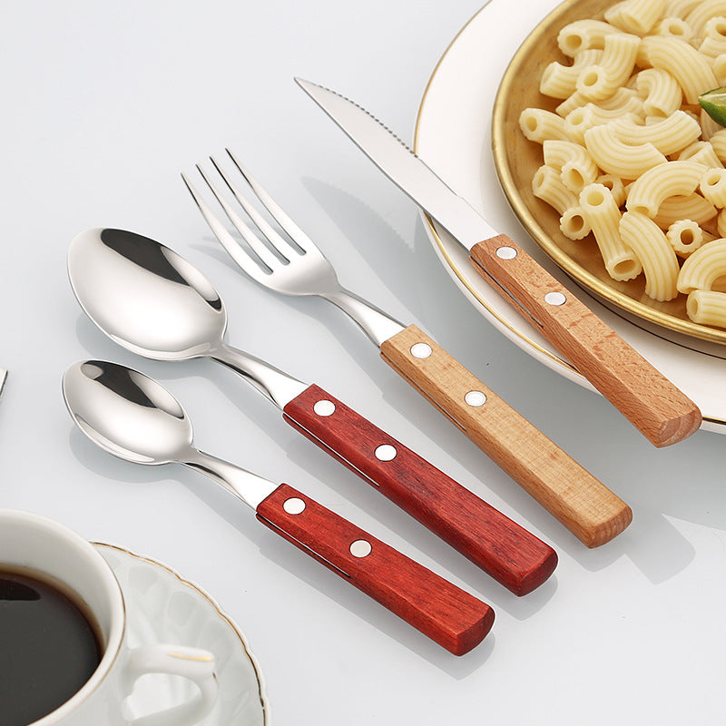 Dessert spoon with ergonomic wooden handle Kalsten