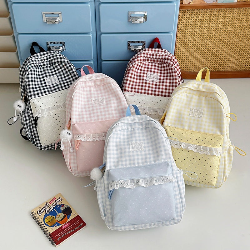 Cute Checkered Pattern Backpack Kalsten