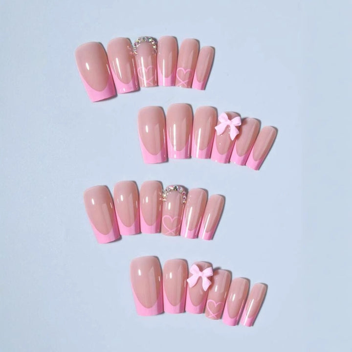 Artificial nail set with romantic bows and heart patterns Kalsten