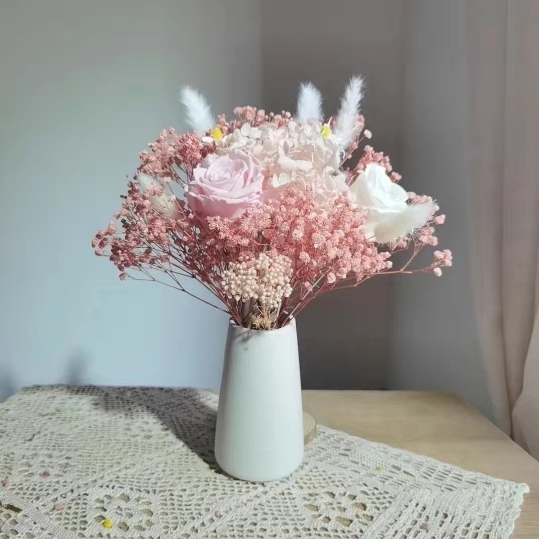 Dried Floral Bouquet with Elegant Yellow Accents