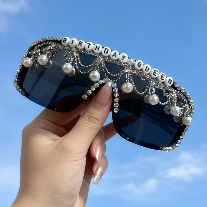 Decorative Pearl and Rhinestone Sunglasses Kalsten