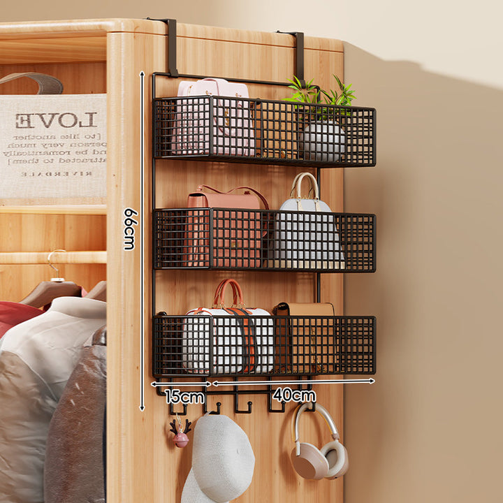 Over-the-Door Multi-Tier Metal Grid Hanging Storage Organizer
