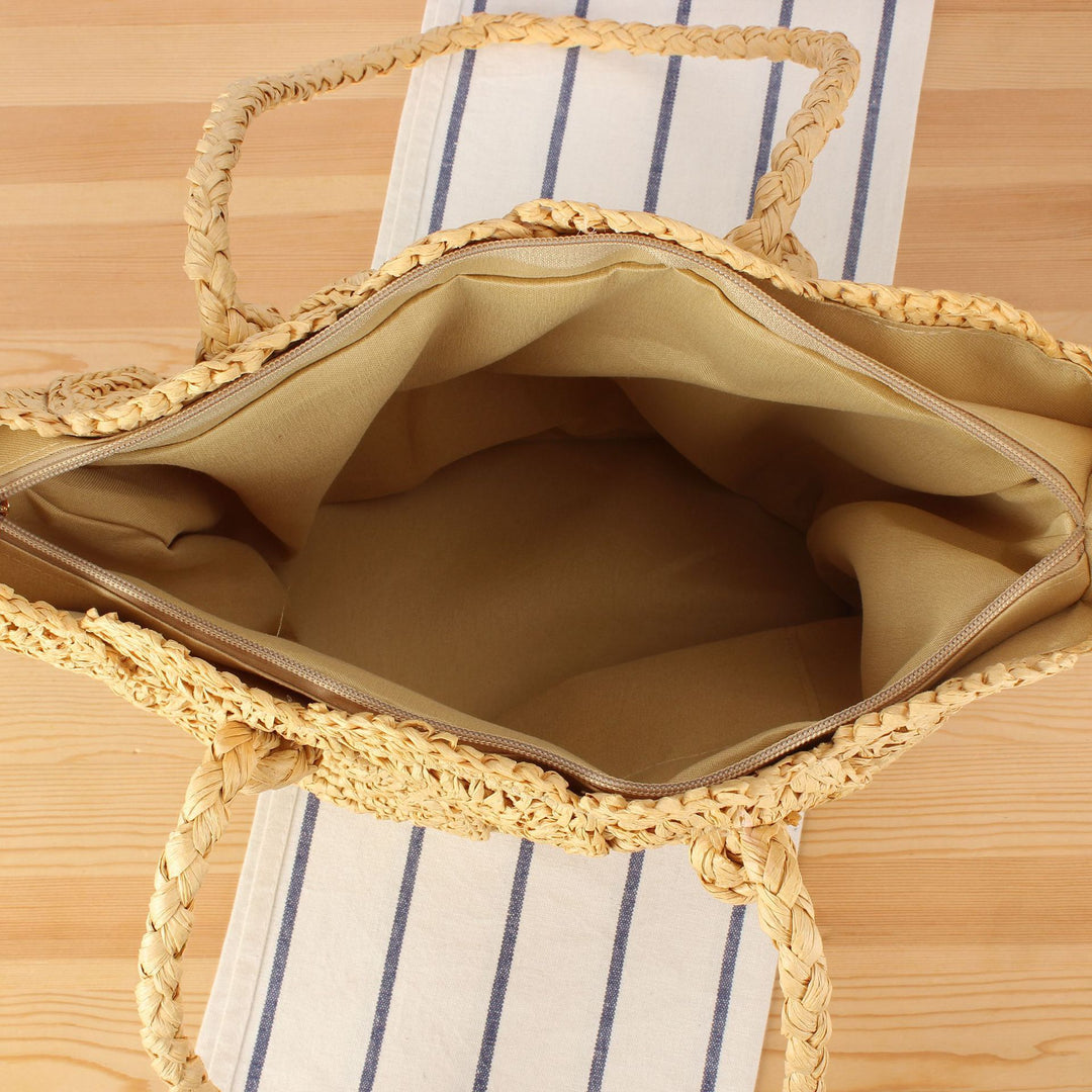 Hand-knotted beach bag with decorative motif Kalsten