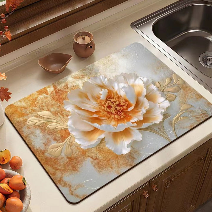 Modern Leaf-Pattern Kitchen Mat