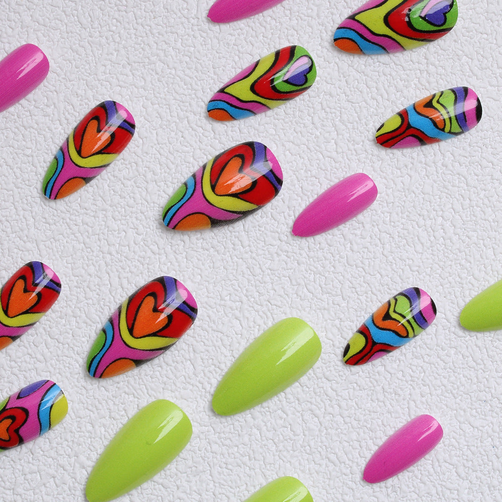 Artistic Heart-Patterned Press-On Nails Kalsten