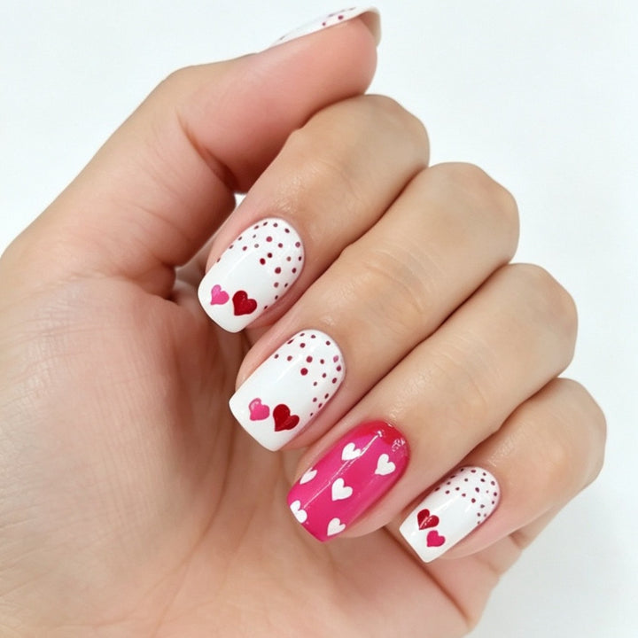 Artificial nails with romantic heart design and creative details Kalsten