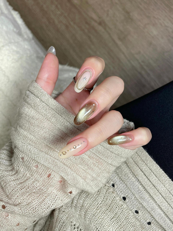 Artificial nails with glitter and star design Kalsten